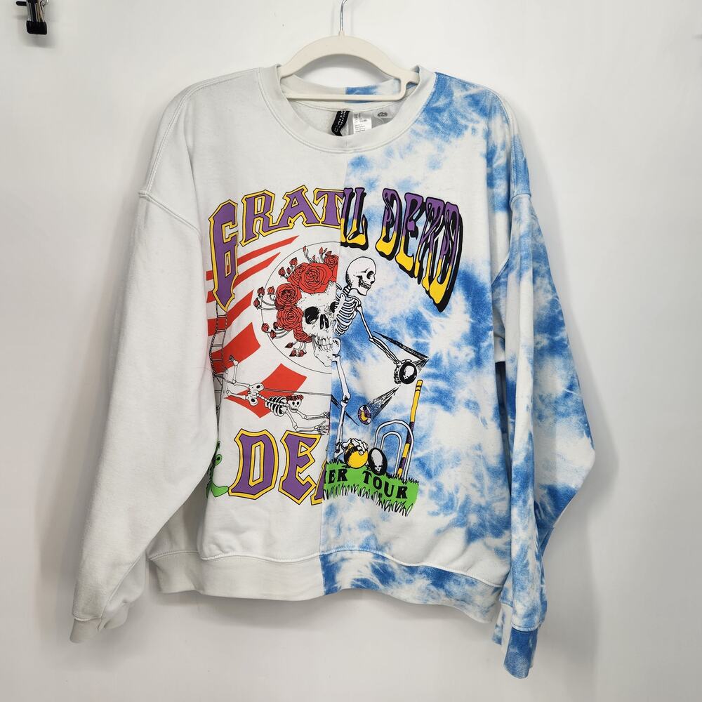 H&M Divided‎ The Grateful Dead Split Tie Dye Skull Skeleton Sweatshirt Men's S